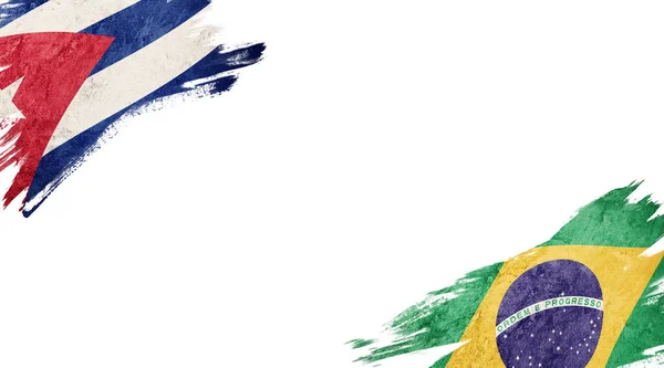 Zászló Kuba és Brazília fehér háttér — Stock Fotó